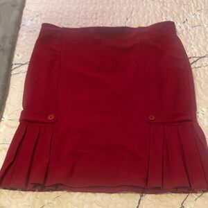 SHEIN Red Pleated Mini Skirt with Button Tab Details